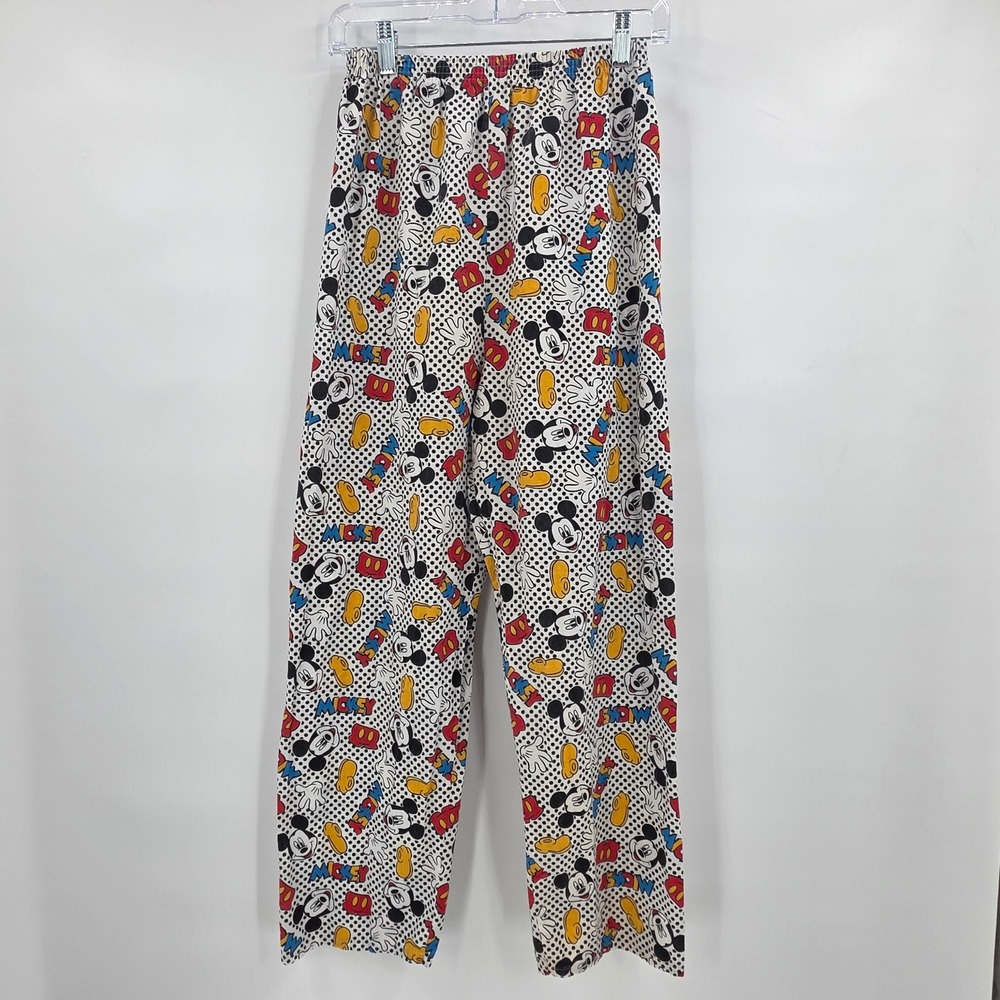 VINTAGE 90S MICKEY MOUSE ALL OVER PRINT PANTS YOUTH SMALL SINGLE STITCH RARE EUC - Picture 2 of 9